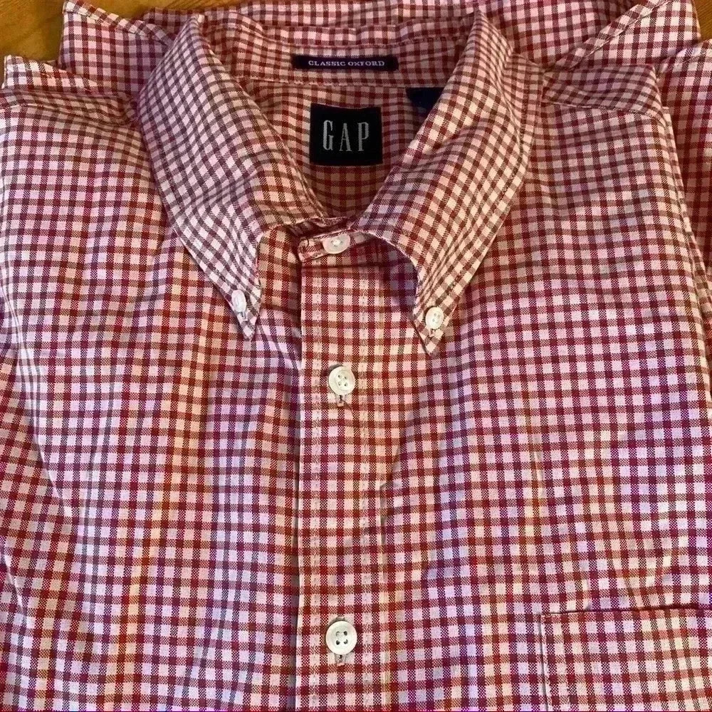 Gap Classic Oxford button down Shirt red gingham men’s XL
